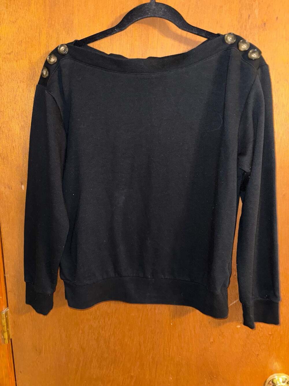 Who What Wear Black Button Accented Boat Neck Knit Top Medium